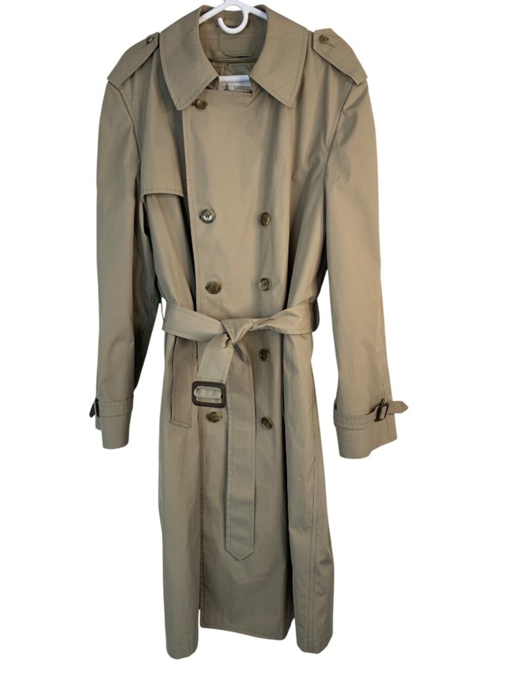 VTG 70s London Fog Mens Beige Trench Coat With Removable Wool Liner 44L USA EUC